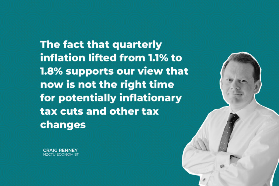 The fact that quarterly inflation lifted from 1.1% to 1.8% supports our view that now is not the right time for potentially inflationary tax cuts and other tax changes