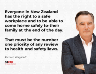Quote card of Richard Wagstaff saying that “Everyone in New Zealand has the right to expect a safe workplace and to be able to come home safely to their family at the end of the day."