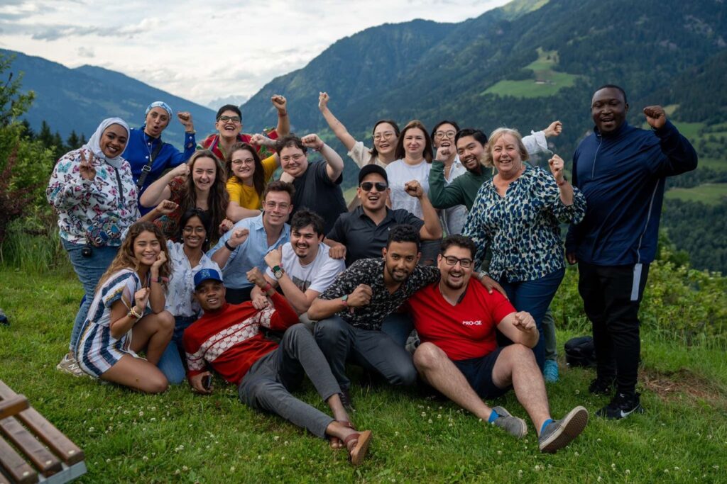 The same group of young unionists in the mountains of Austria.