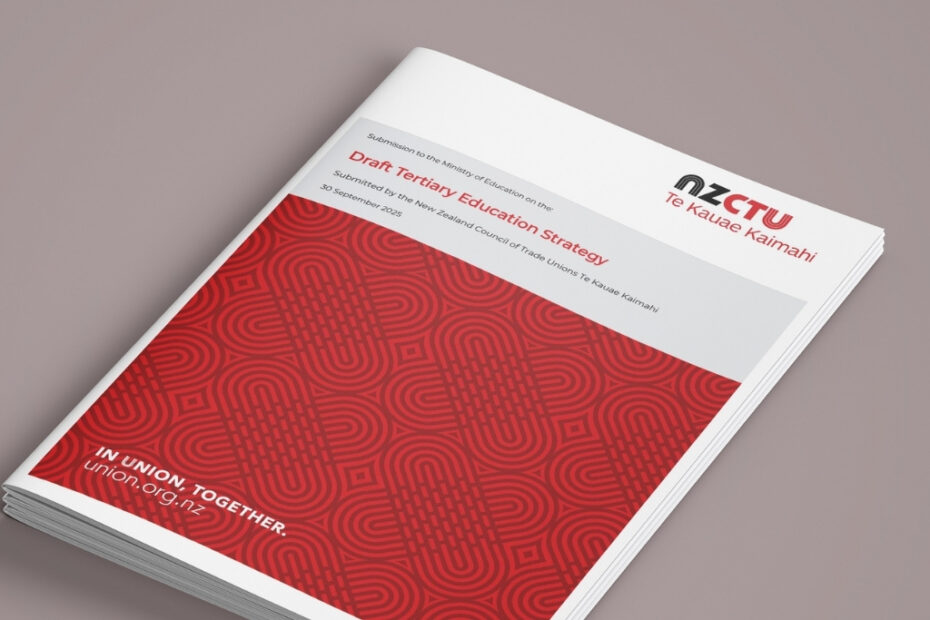 Cover of NZCTU submission on the Draft Tertiary Education Strategy